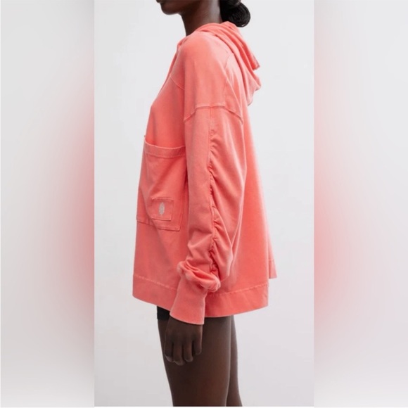 Free People Movement Hot Shot Women's Pink hibiscus Hoodie Size Small - Picture 5 of 11